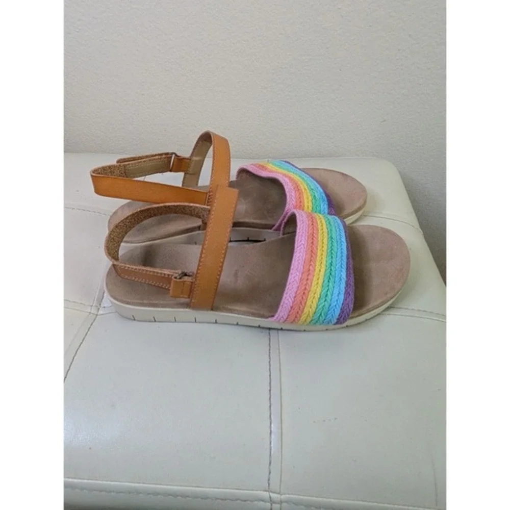 Cat & Jack Girls Rainbow Braided Slingback‎ Sandals Tan Size 4 Toddler